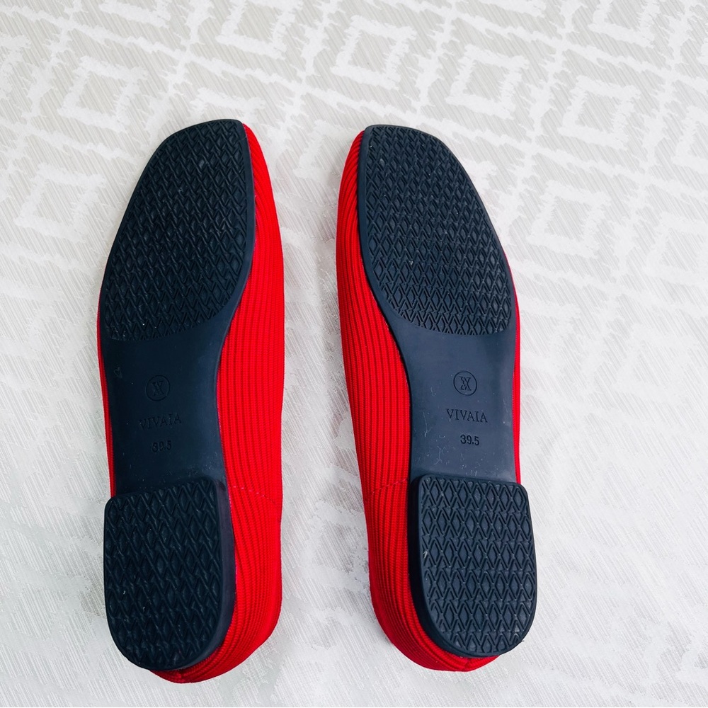 Vivaia Margot Square-Toe V-Cut Flats Red Size 39.5 or 8.5 US - Picture 6 of 8